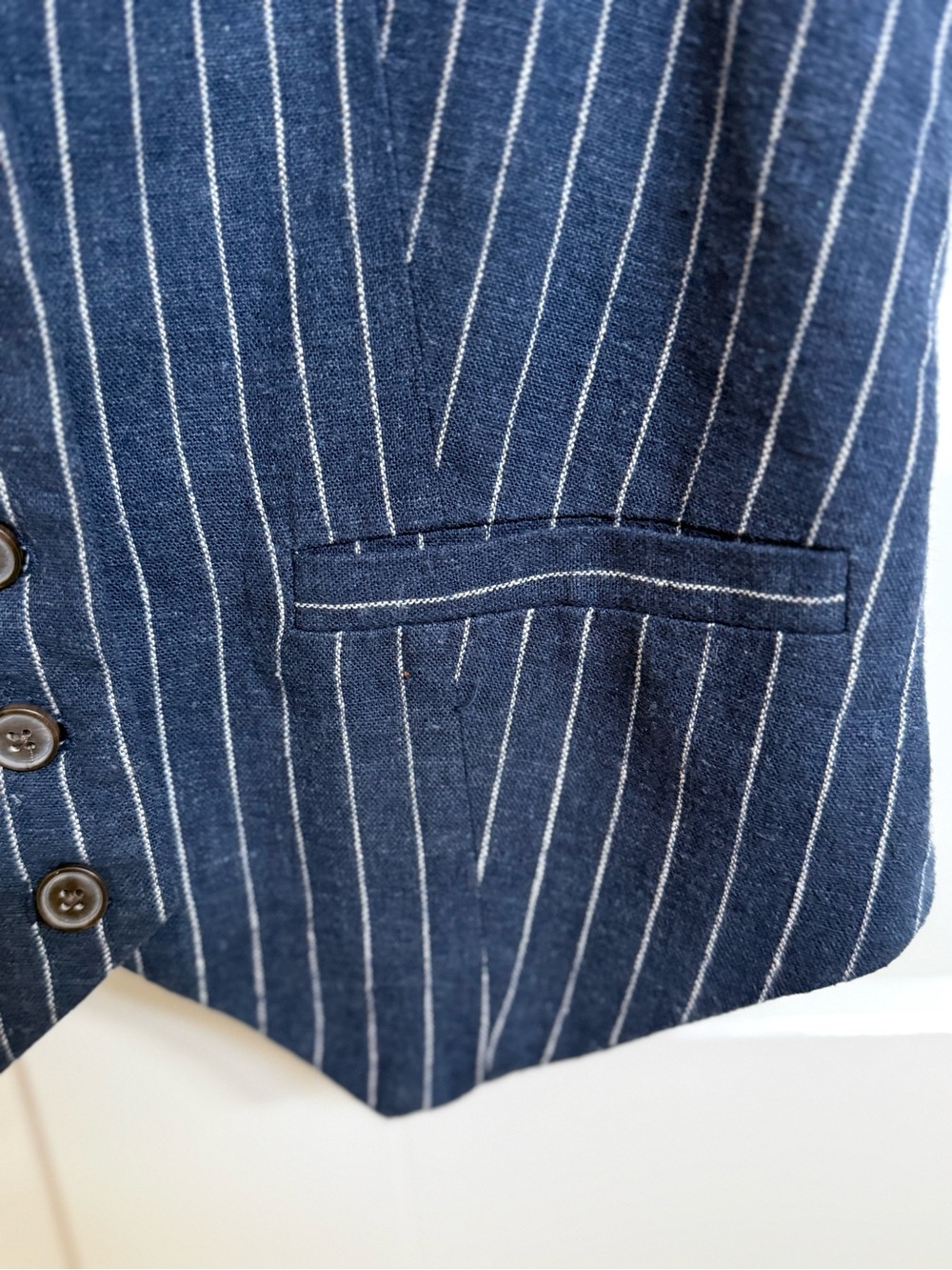 A NEW DAY Navy Pinstripe Button Front Vest- women’s size XS - NEW! - Picture 7 of 8